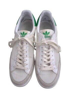 adidas White Sneakers with Green Trefoil Accents Size Us 13